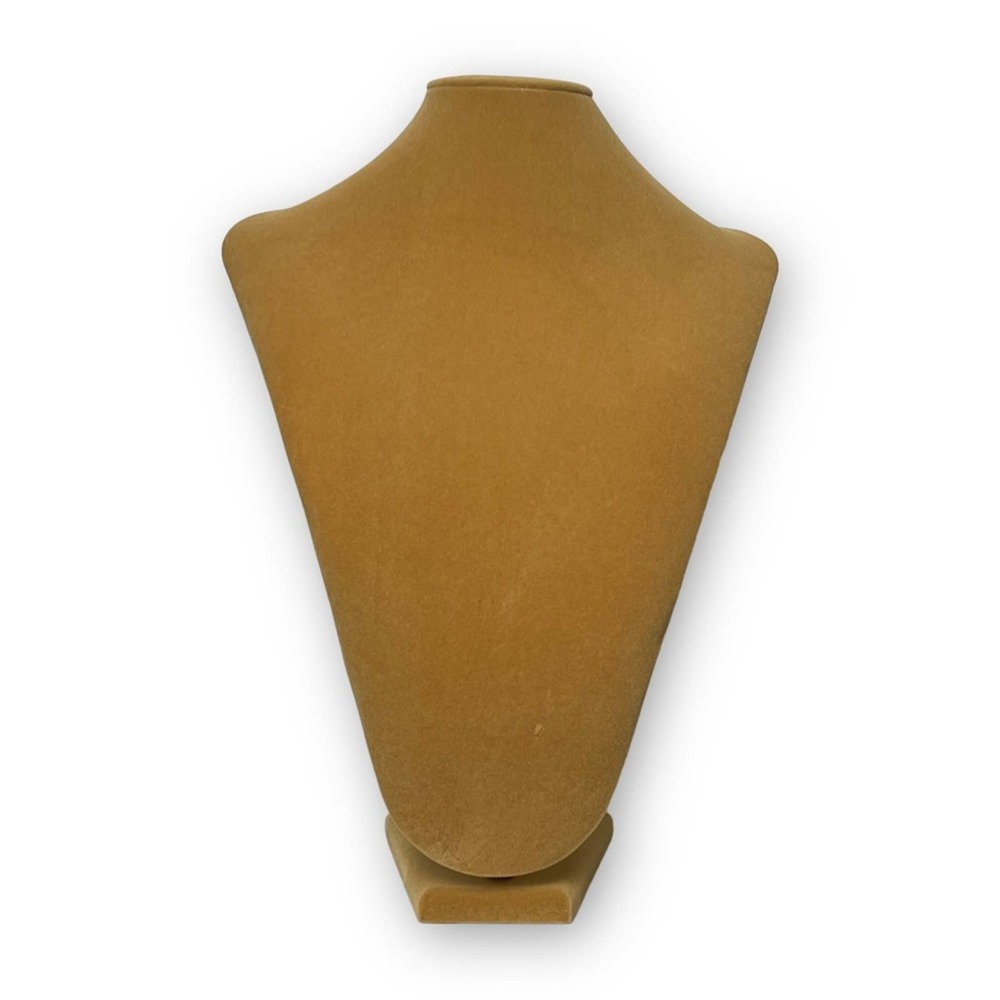 Necklace Display Bust Stand Velveteen Beige 14x11x4.25in Jewelry Mannequin Tan